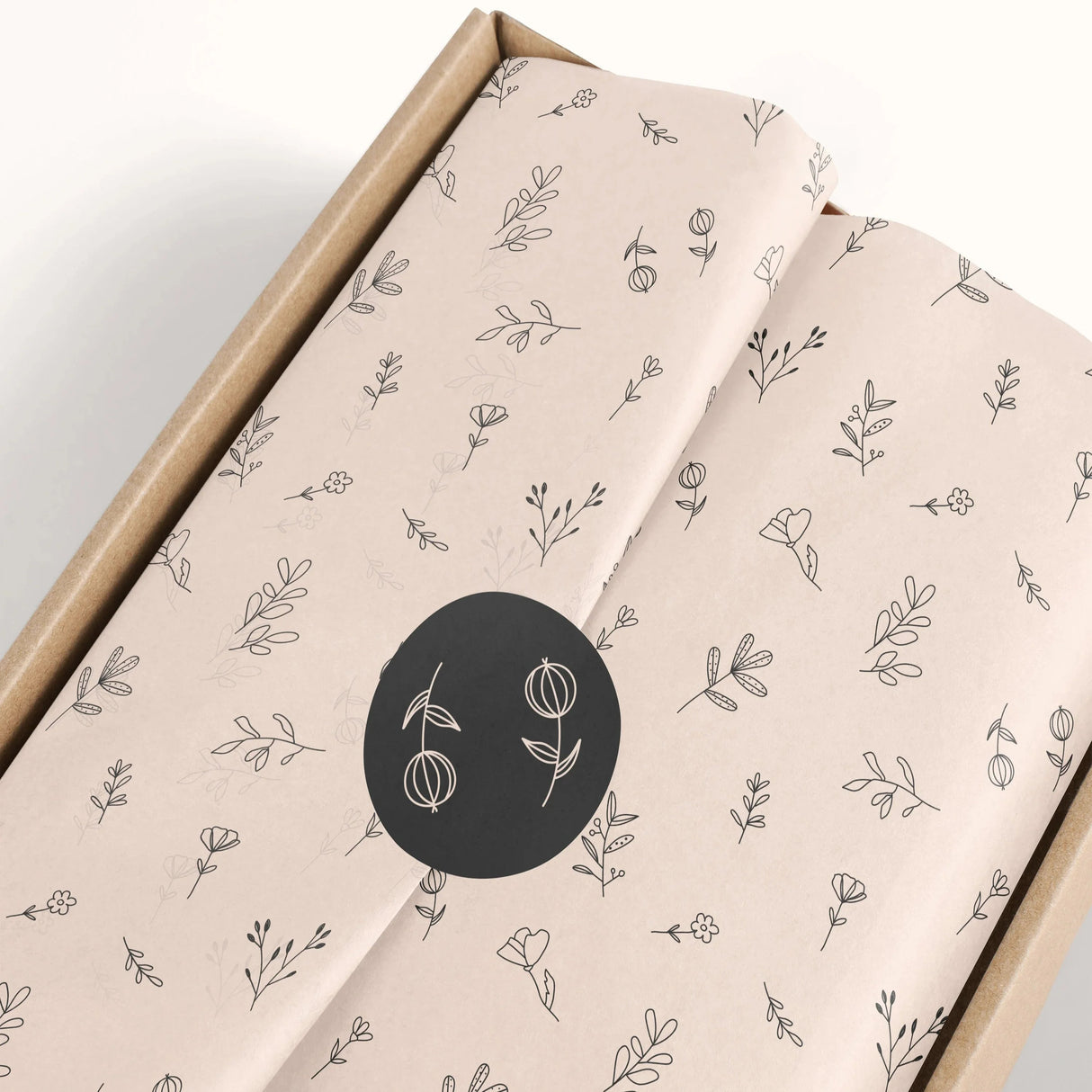 Beige Floral Tissue Paper